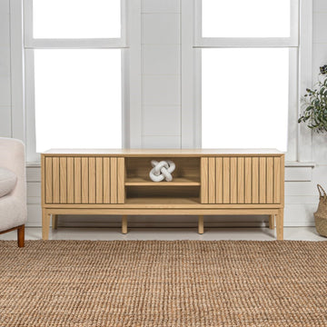 Gennaro 58 in. Farmhouse 3-Storage Sliding Door TV Stand Fits TVs up to 65 in. with Cable Management - JONATHAN Y
